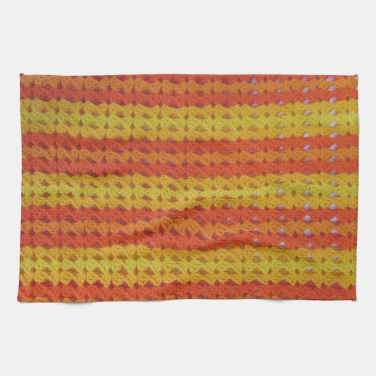 Keukenhanddoek - Oranje afghan (Horizontaal)