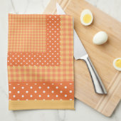 Keukenhanddoek: Oranje cheques en Polka Dots Theedoek (Quarter Fold)