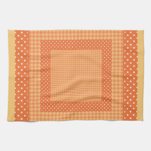 Keukenhanddoek: Oranje cheques en Polka Dots Theedoek