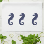 Keukenhanddoek - Paarden van Zee (blauw van de mar (Gevouwen)