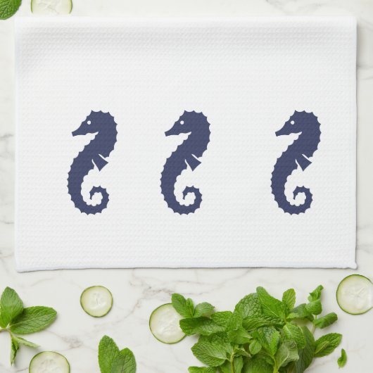 Keukenhanddoek - Paarden van Zee (blauw van de mar (Gevouwen)