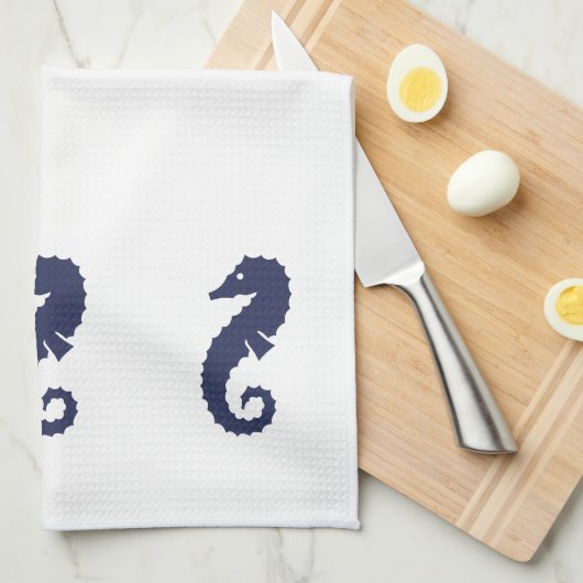Keukenhanddoek - Paarden van Zee (blauw van de mar (Quarter Fold)