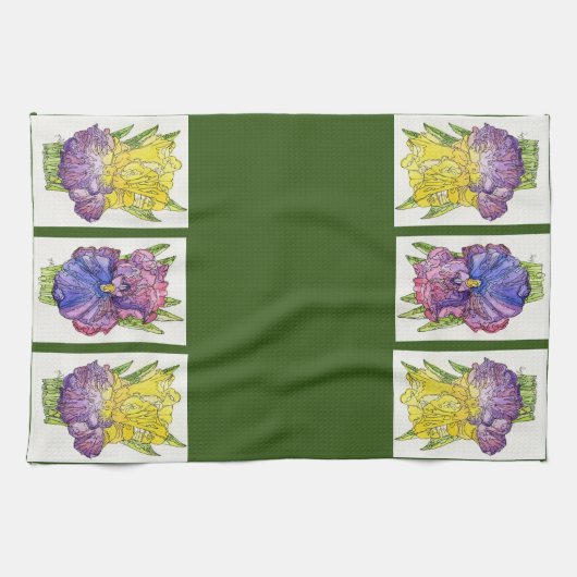 Keukenhanddoek - Paarse riskjes - Waterverf & inkt (Horizontaal)