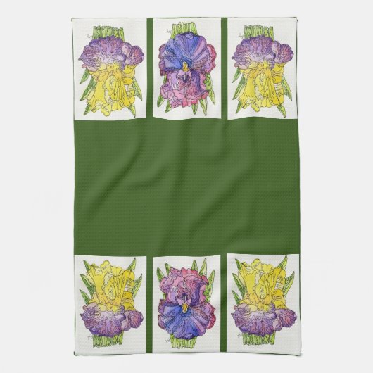 Keukenhanddoek - Paarse riskjes - Waterverf & inkt (Verticaal)