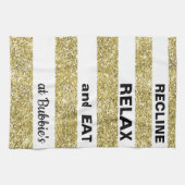 Keukenhanddoek Pascha/Goud, "EET BIJ... " (Horizontaal)