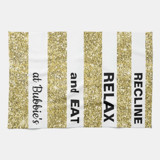 Keukenhanddoek Pascha/Goud, "EET BIJ... " (Horizontaal)