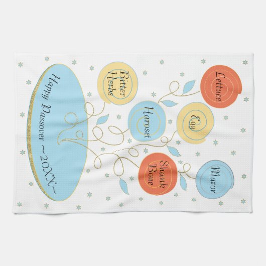 Keukenhanddoek "PassoverSeder Bord" (Horizontaal)