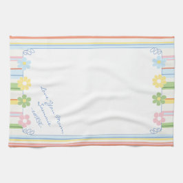 Keukenhanddoek "Pastel Flowers & Stripes"