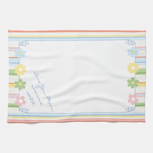 Keukenhanddoek "Pastel Flowers & Stripes" (Horizontaal)