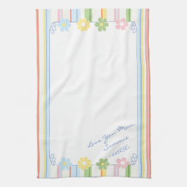 Keukenhanddoek "Pastel Flowers & Stripes"
