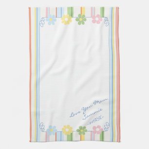 Keukenhanddoek "Pastel Flowers & Stripes"