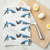 Keukenhanddoek Pinguïn Zwembad Feestje (Quarter Fold)