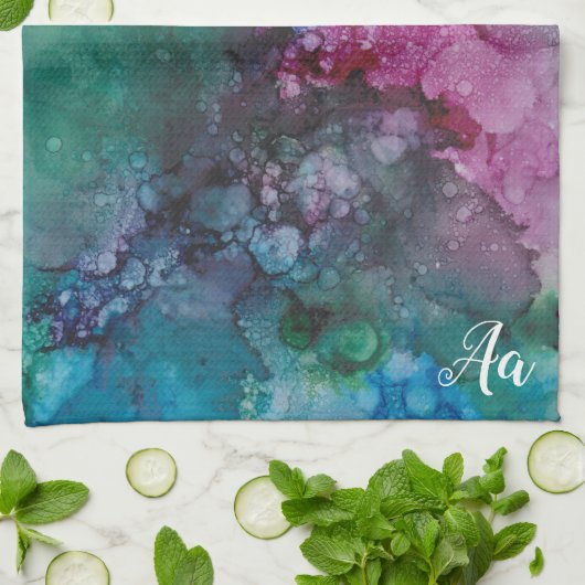 Keukenhanddoek "Pinks-Blue Inkblot" (Gevouwen)