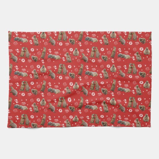 Keukenhanddoek Prairie Dog Party (Rood) (Horizontaal)