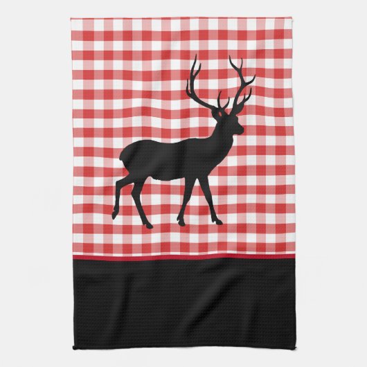 Keukenhanddoek-Rode ruit-Hert Theedoek (Verticaal)
