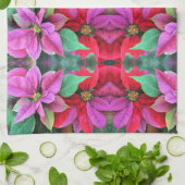 Keukenhanddoek - Rood & Roze Poinsettias (Gevouwen)