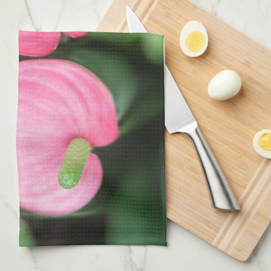 Keukenhanddoek - Roze Anthurium Twins (Quarter Fold)
