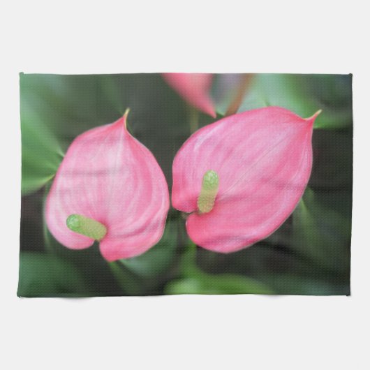 Keukenhanddoek - Roze Anthurium Twins (Horizontaal)