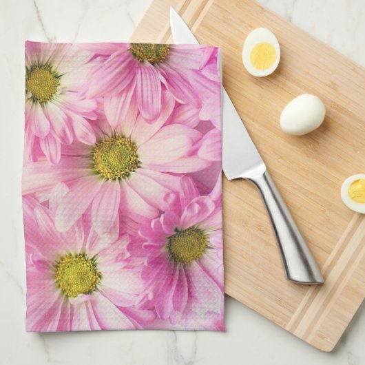 Keukenhanddoek - Roze Gerbera Daisies (Quarter Fold)