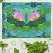 Keukenhanddoek - Roze Lotus Abstract (Gevouwen)