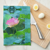 Keukenhanddoek - Roze Lotus Abstract (Quarter Fold)