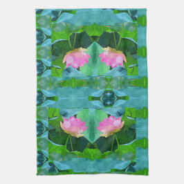 Keukenhanddoek - Roze Lotus Abstract