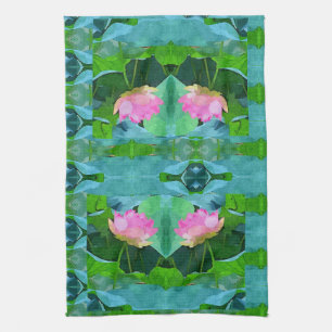 Keukenhanddoek - Roze Lotus Abstract