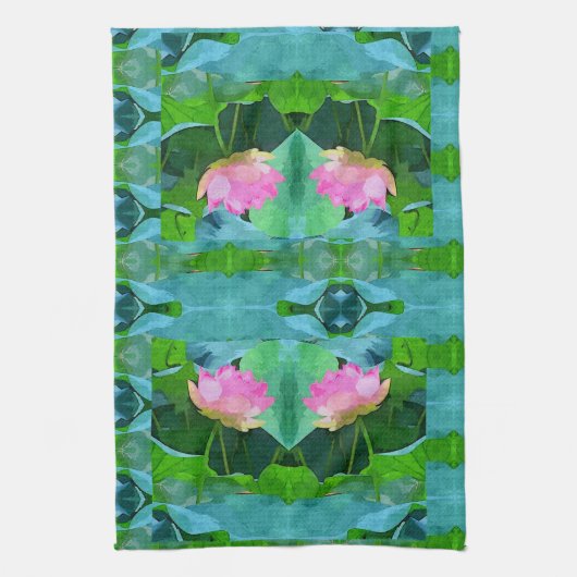 Keukenhanddoek - Roze Lotus Abstract (Verticaal)