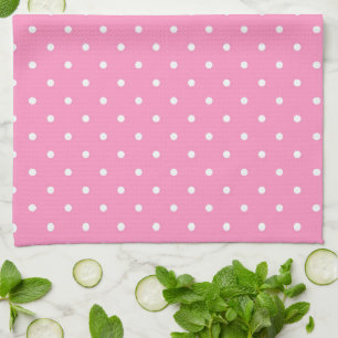 Keukenhanddoek/roze met witte pooldots theedoek