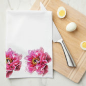 Keukenhanddoek - Roze Pioenen (Quarter Fold)