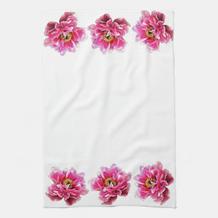 Keukenhanddoek - Roze Pioenen
