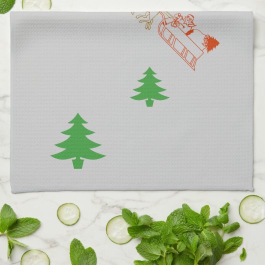 Keukenhanddoek - Santa en Sleigh (Gevouwen)