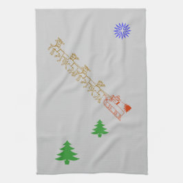 Keukenhanddoek - Santa en Sleigh
