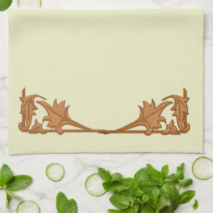 Keukenhanddoek - smeedijzeren bladeren