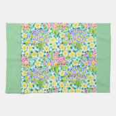  keukenhanddoek, Spring Primroses, Mint Green Theedoek (Horizontaal)