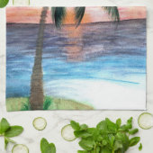 Keukenhanddoek Sunset Palm Tree van kunst (Gevouwen)