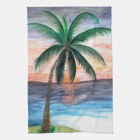 Keukenhanddoek Sunset Palm Tree van kunst (Verticaal)