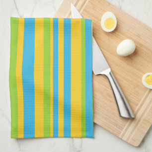 Keukenhanddoek: Turquoise Yellow Green Stripes Theedoek