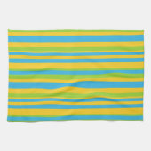 Keukenhanddoek: Turquoise Yellow Green Stripes Theedoek (Horizontaal)