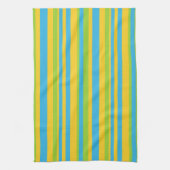 Keukenhanddoek: Turquoise Yellow Green Stripes Theedoek (Verticaal)