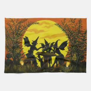 Keukenhanddoek van de heksenfee van Halloween