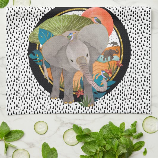 Keukenhanddoek van de SAFARI-olifant (Gevouwen)