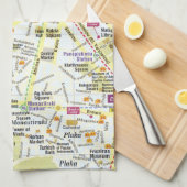 Keukenhanddoek van de stadskaart van Griekenland (Quarter Fold)