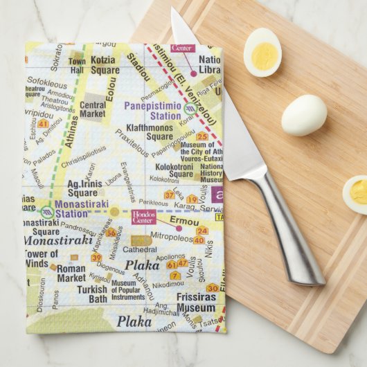 Keukenhanddoek van de stadskaart van Griekenland (Quarter Fold)