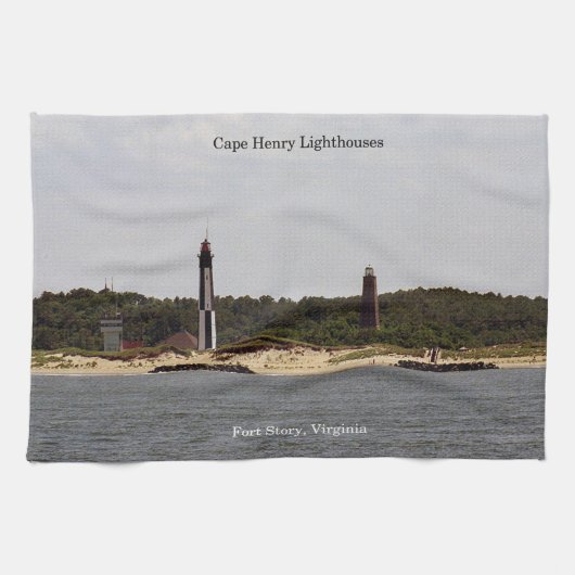 Keukenhanddoek van de vuurtoren van Cape Henry (Horizontaal)