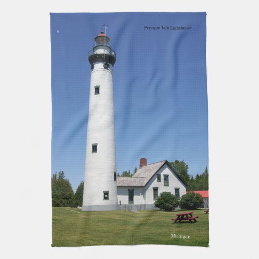 keukenhanddoek van de vuurtoren van Presque Isle (Verticaal)