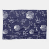 keukenhanddoek van Navy Blue Ocean Elements (Horizontaal)