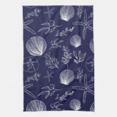 keukenhanddoek van Navy Blue Ocean Elements (Verticaal)