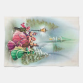 Keukenhanddoek van Vintage-KerstCarolers (Horizontaal)