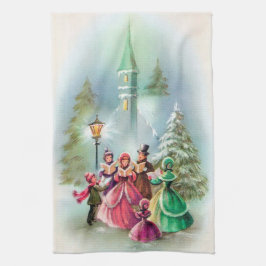 Keukenhanddoek van Vintage-KerstCarolers